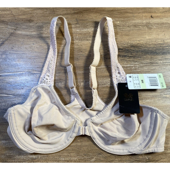Wacoal 36B Soft Embrace Lace Detail Front-Close Bra 851311 Beige New - Picture 2 of 4